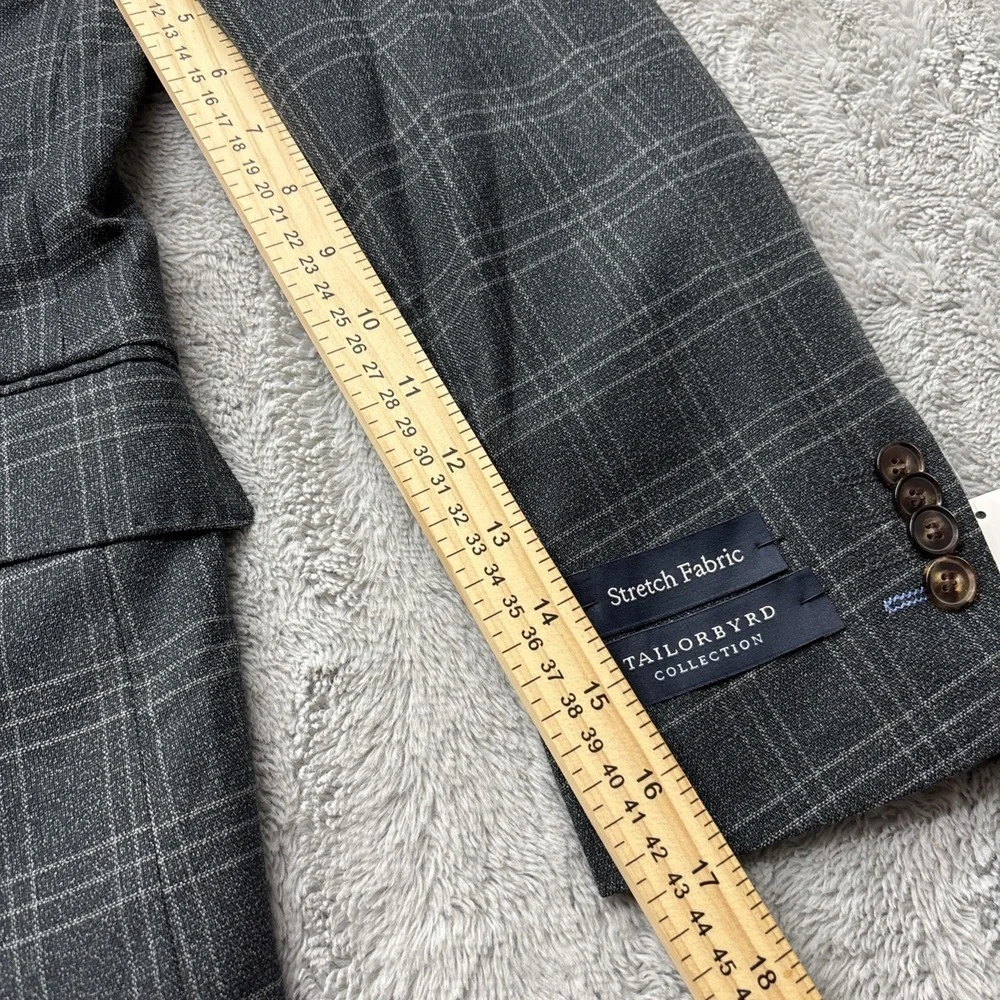 Tailorbyrd Sport Coat Mens Size 38R Olive‎ Plaid Notch Lapel Blazer Jacket